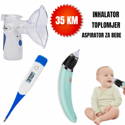 Komplet za Njegu Bebe – Inhalator, Toplomjer i Aspirator za Nos